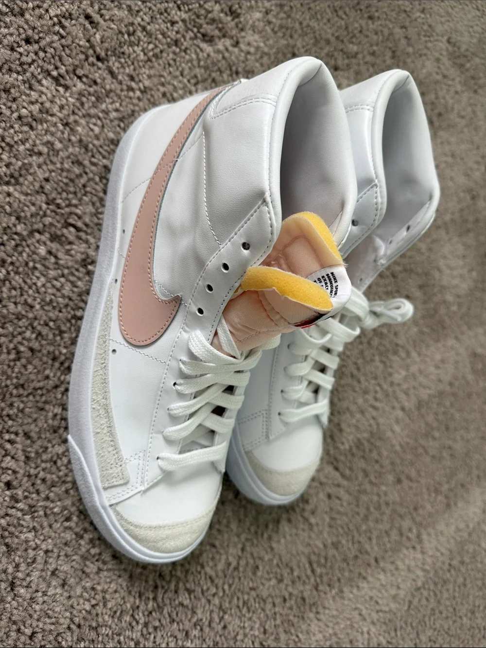 Nike White Low-Top Sneakers with Pink & Yellow Details